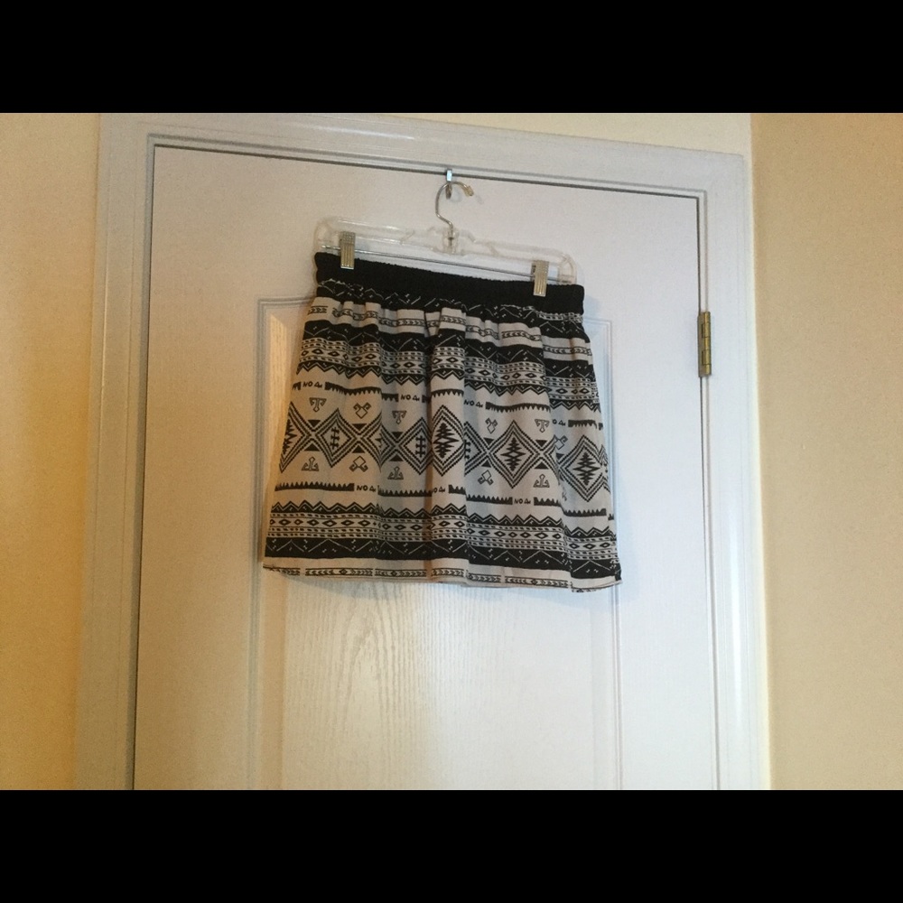 Cream and black short skirt with Aztec designs
